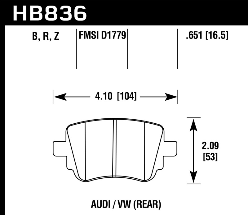 Volkswagen Golf Brake Pads - Rear - Hawk Performance - HPS 5.0 - `15-`17